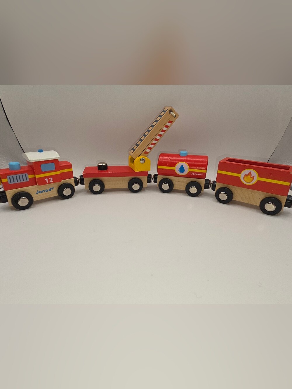 Janod Wooden Firefighter Train Set Magnetic